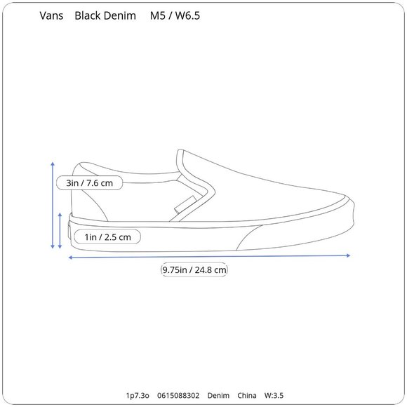 Vans Off the Wall Black Denim Retro Fashion Sneakers Shoes Men’s 5 Women’s 6.5 - Picture 8 of 8